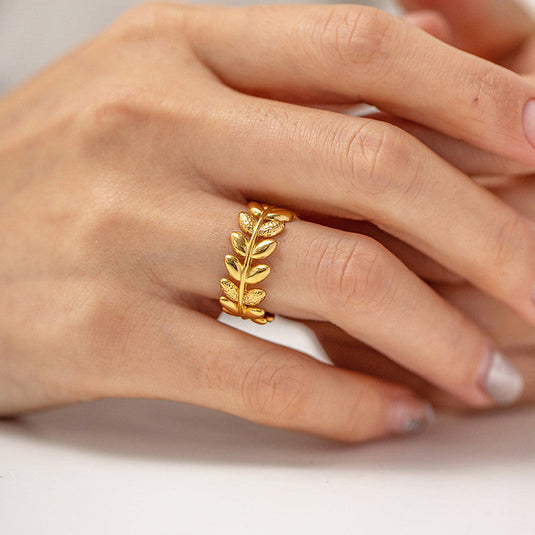 Gold Plated Anti Tarnish Stainless Steel Contemporary Adjustable Finger Ring