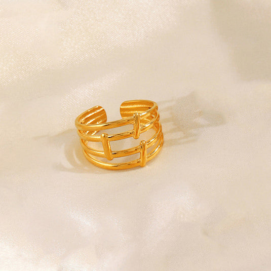 Gold Plated Anti Tarnish Stainless Steel Contemporary Adjustable Finger Ring