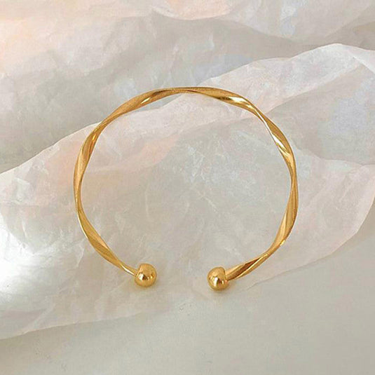 Gold Plated Anti Tarnish Stainless Steel Contemporary Cuff Bracelet