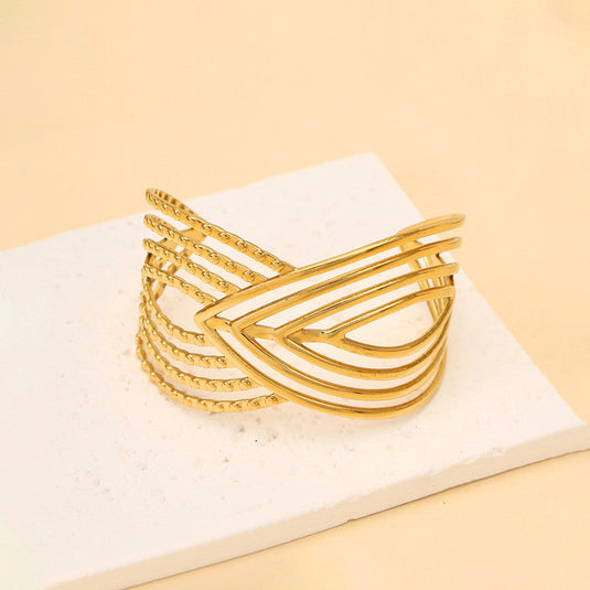 Gold Plated Anti Tarnish Stainless Steel Contemporary Cuff Bracelet