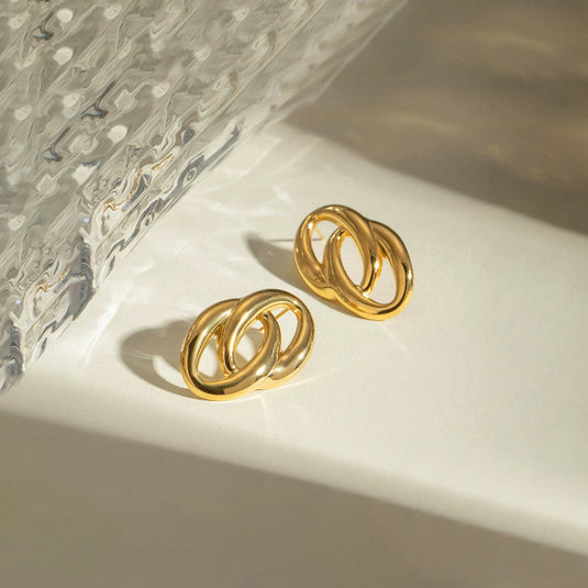 Gold-Plated Anti Tarnish Stainless Steel Contemporary Drop Earrings