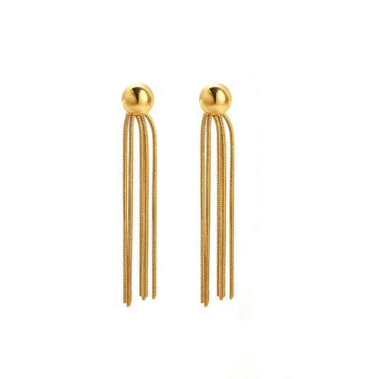Gold Plated Anti Tarnish Stainless Steel Contemporary Tassel Earrings (Small)