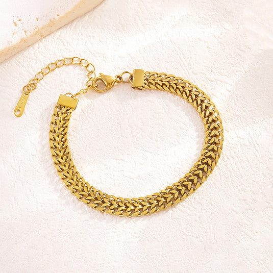 Gold Plated Anti Tarnish Stainless Steel Contemporary Wraparound Bracelet
