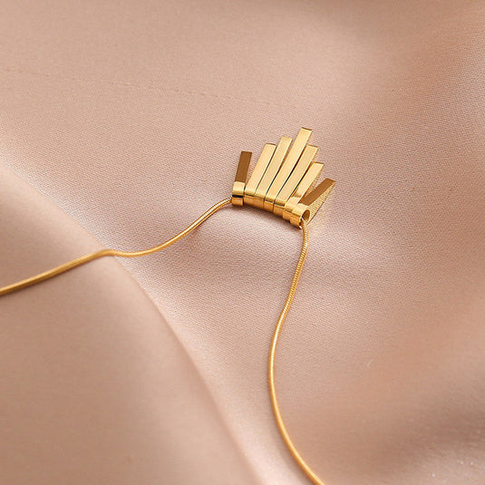 Gold Plated Anti Tarnish Stainless Steel Dangling Stripes Pendant