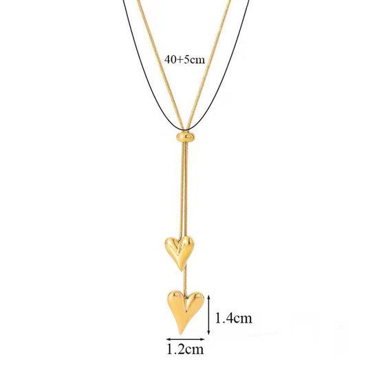 Gold Plated Anti Tarnish Stainless Steel Dual Hearts Themed Pendant