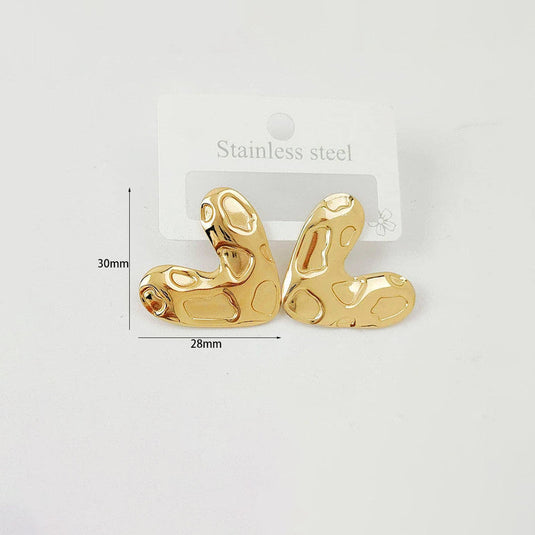 Gold-Plated Anti Tarnish Stainless Steel Heart Themed Earrings