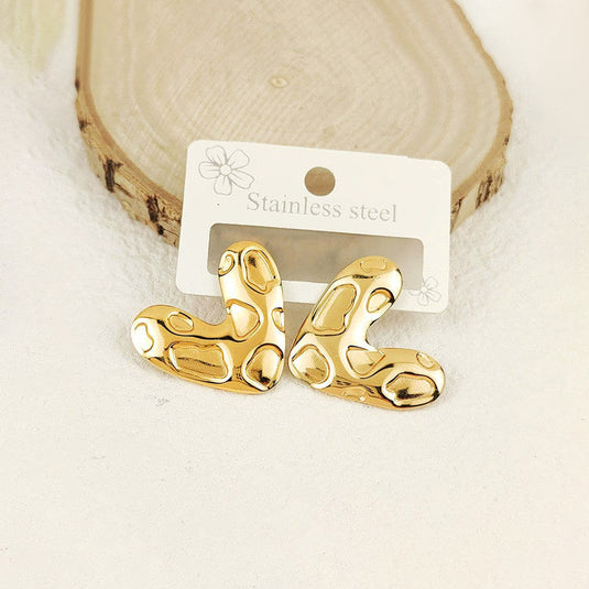 Gold-Plated Anti Tarnish Stainless Steel Heart Themed Earrings