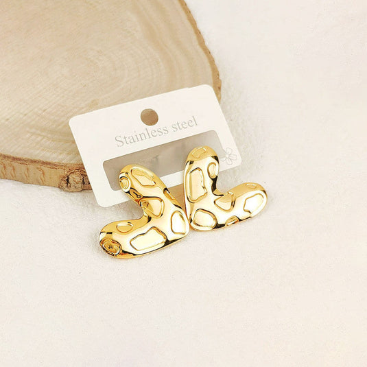 Gold-Plated Anti Tarnish Stainless Steel Heart Themed Earrings
