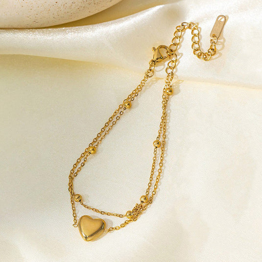 Gold Plated Anti Tarnish Stainless Steel Heart Themed Wraparound Bracelet