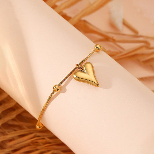 Gold Plated Anti Tarnish Stainless Steel Heart Themed Wraparound Bracelet