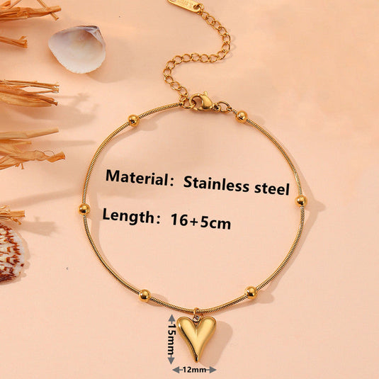 Gold Plated Anti Tarnish Stainless Steel Heart Themed Wraparound Bracelet