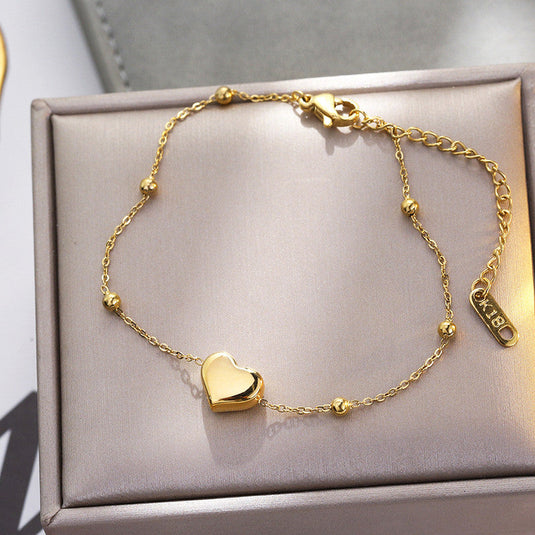 Gold Plated Anti Tarnish Stainless Steel Heart Themed Wraparound Bracelet