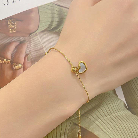 Gold Plated Anti Tarnish Stainless Steel Heart Themed Wraparound Bracelet