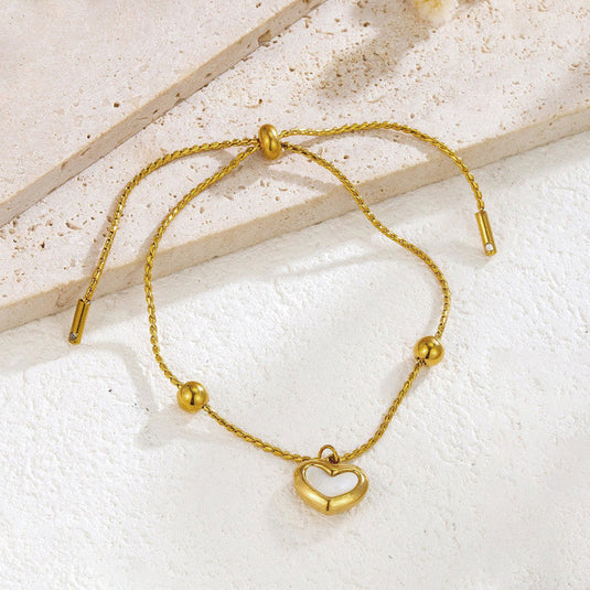 Gold Plated Anti Tarnish Stainless Steel Heart Themed Wraparound Bracelet