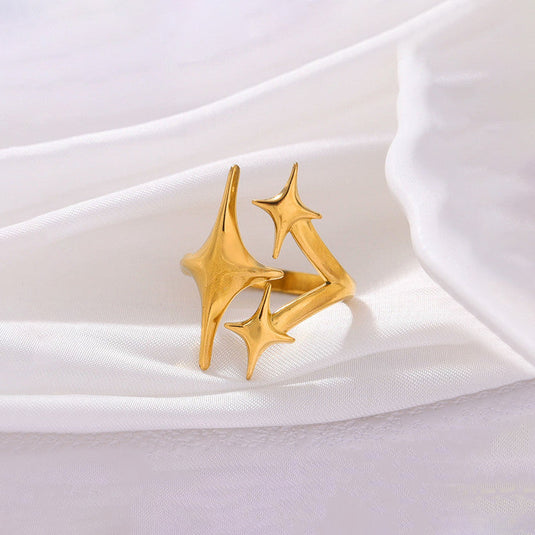 Gold Plated Anti Tarnish Stainless Steel Star Themed Ring