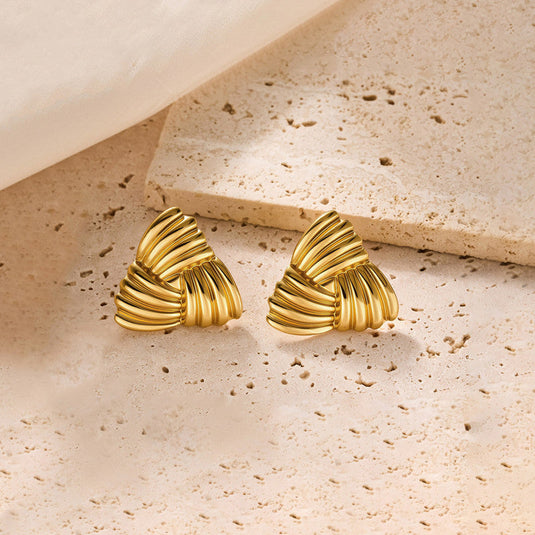 Gold-Plated Anti Tarnish Stainless Steel Triangular Stud Earrings