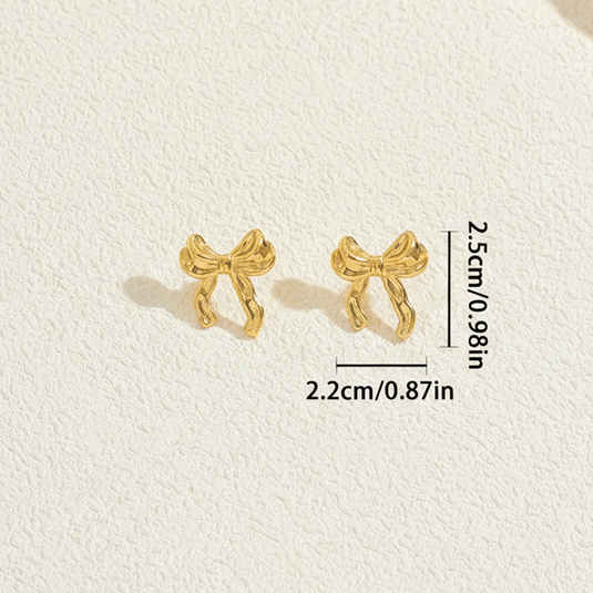 Gold Plated Bow Themed Earrings For Girls and Women