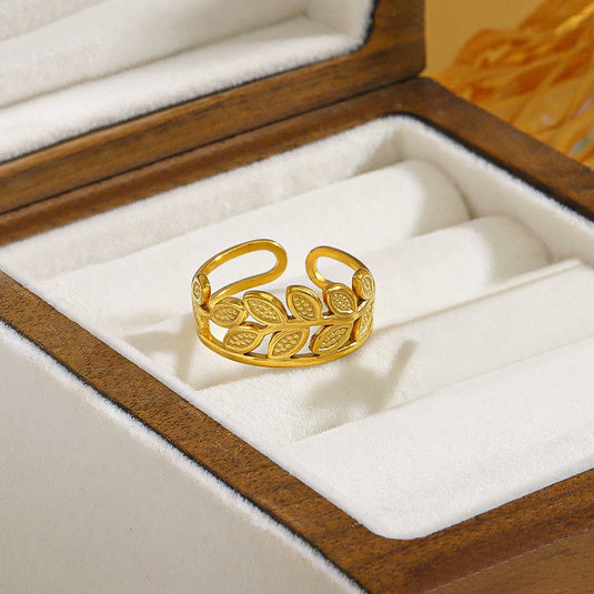 Gold Plated Contemporary Style Adjustable Ring
