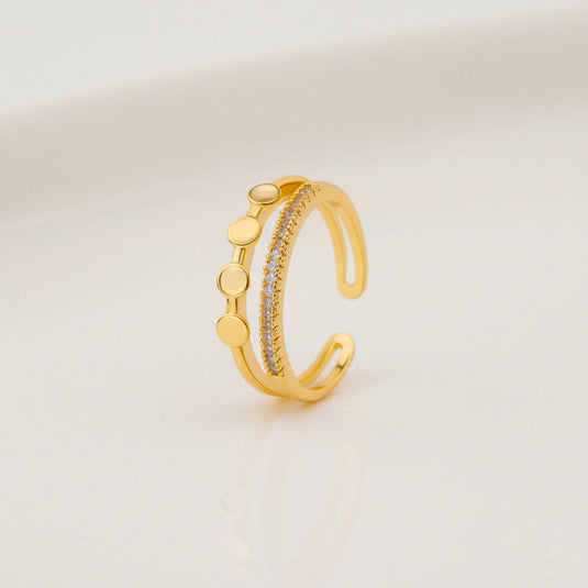 Gold Plated Contemporary Style Adjustable Ring