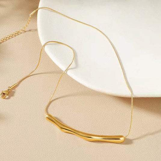 Gold Plated Stainless Steel Anti Tarnish Arc Chain Necklace For Women