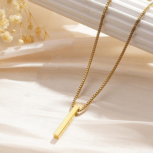 Gold Plated Stainless Steel Anti Tarnish Bar Shaped Hip Hop Party Pendant For Men