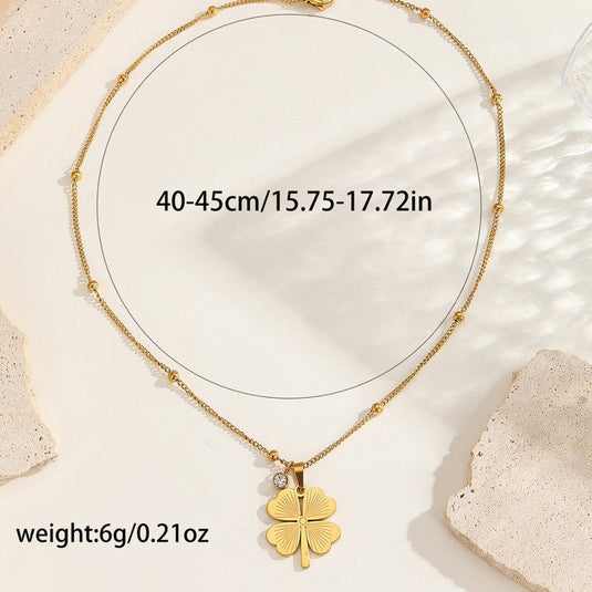 Gold Plated Stainless Steel Anti Tarnish Clover Themed Pendant