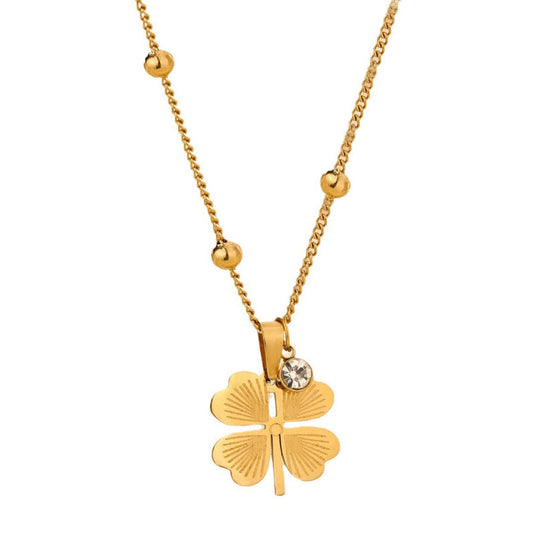 Gold Plated Stainless Steel Anti Tarnish Clover Themed Pendant