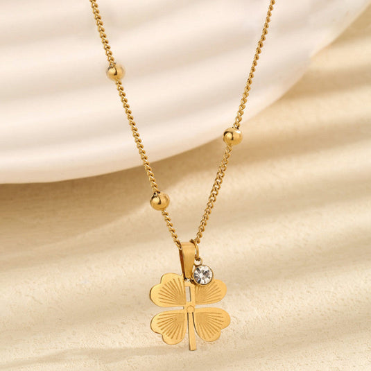 Gold Plated Stainless Steel Anti Tarnish Clover Themed Pendant