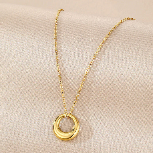 Gold Plated Stainless Steel Anti Tarnish Geometric Circle Pendant
