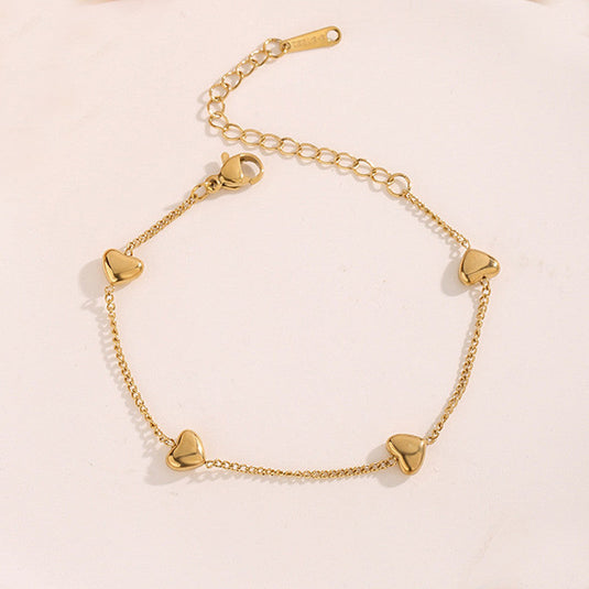 Gold Plated Stainless Steel Anti Tarnish Heart themed Wraparound Bracelet For Women