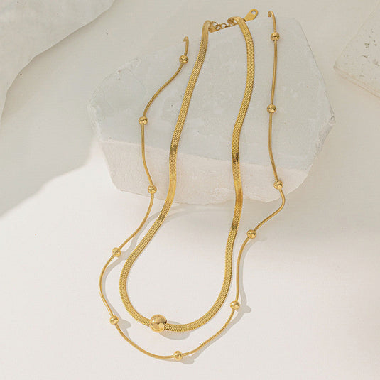 Gold Plated Stainless Steel Anti Tarnish Snake chain Geometric Necklace For Women