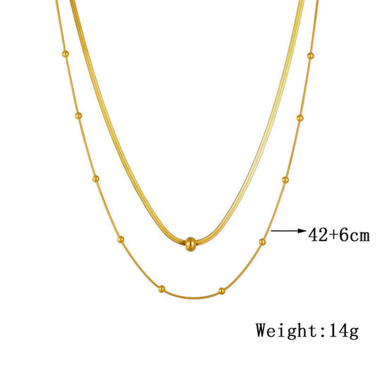 Gold Plated Stainless Steel Anti Tarnish Snake chain Geometric Necklace For Women