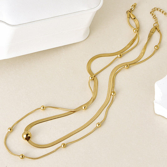 Gold Plated Stainless Steel Anti Tarnish Snake chain Geometric Necklace For Women