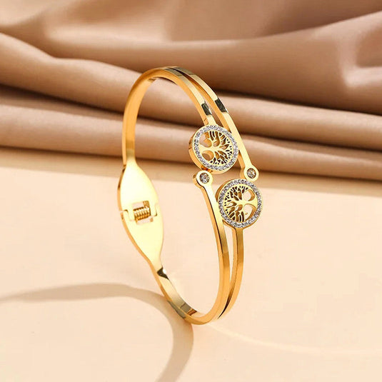 Gold Plated Stainless Steel Contemporary Anti Tarnish Geometric Bracelet